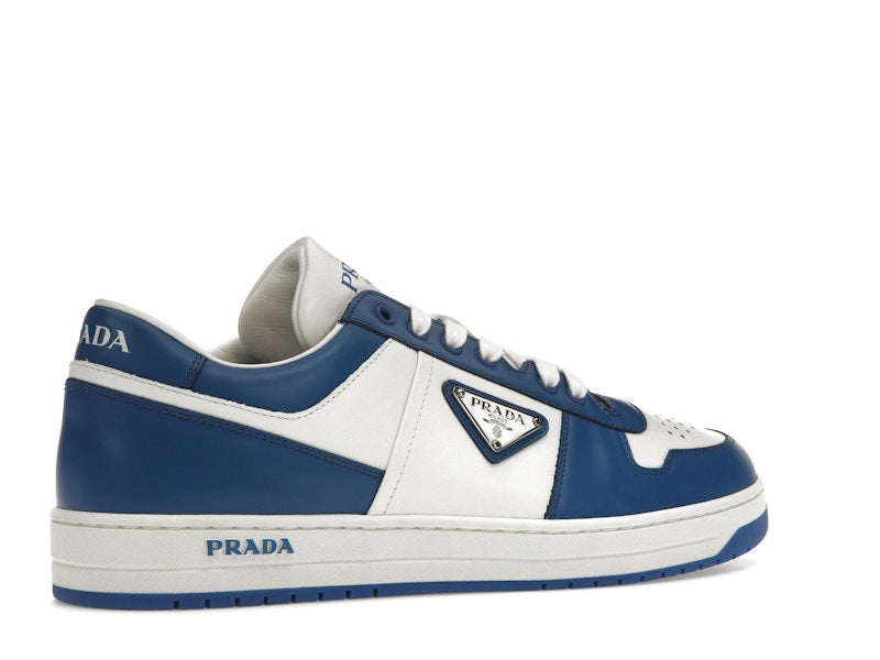 Prada Downtown Low Top Sneakers Leather White Cobalt Blue