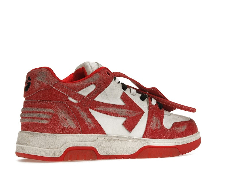 OFF-WHITE Out Of Office OOO Low Tops Red White Vintage Distressed Leather