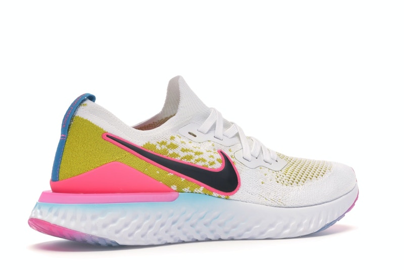 Nike Epic React Flyknit 1 White Pink Blast Citron