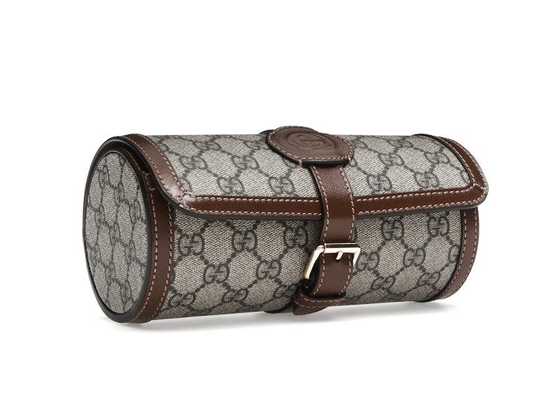 Gucci Supreme Monogram Watch Role Bag Brown