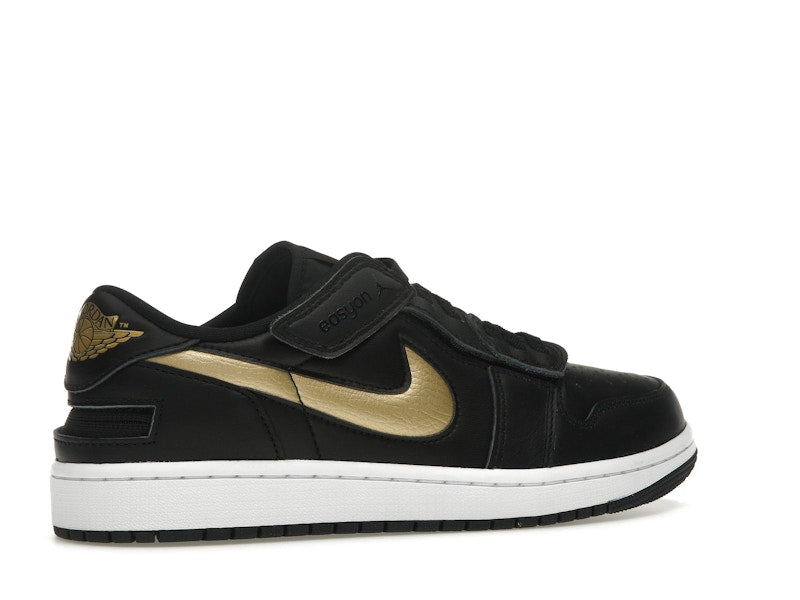 Jordan 1 Low FlyEase Black White Metallic Gold