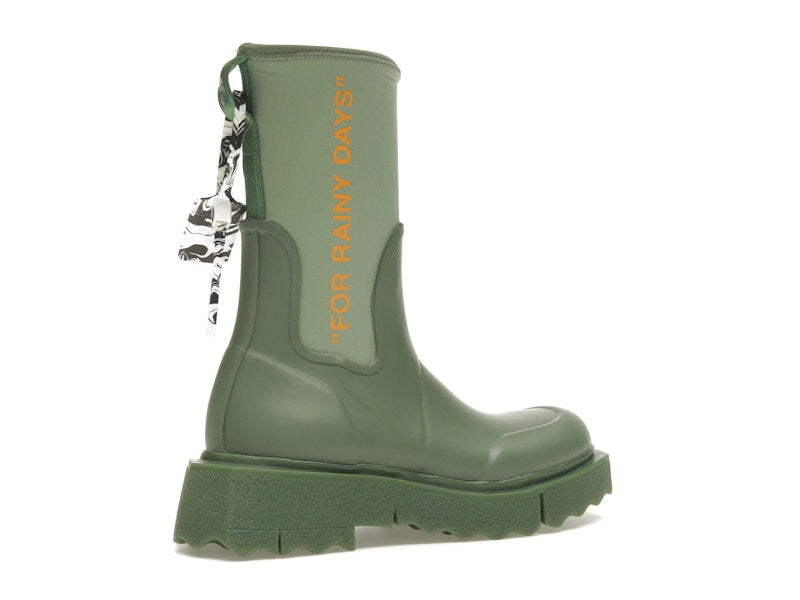 OFF-WHITE Zip-tie Rain Boots Green (Women's)