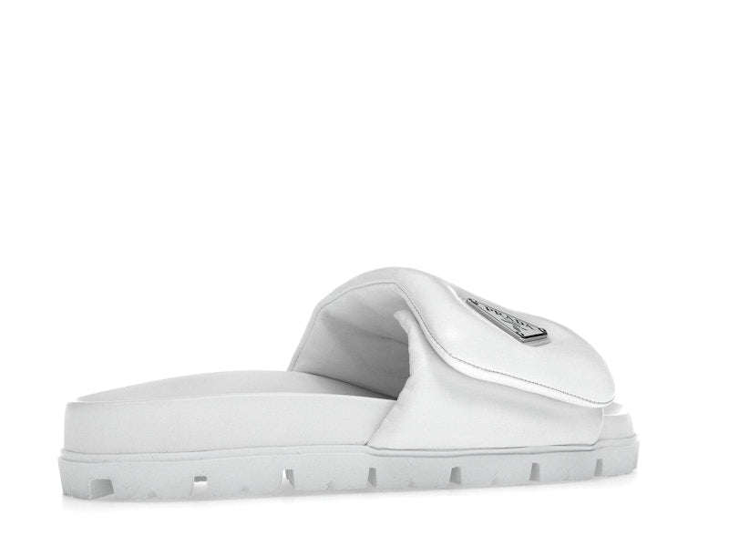 Prada Soft Padded 20mm Slide Sandal White Nappa Leather