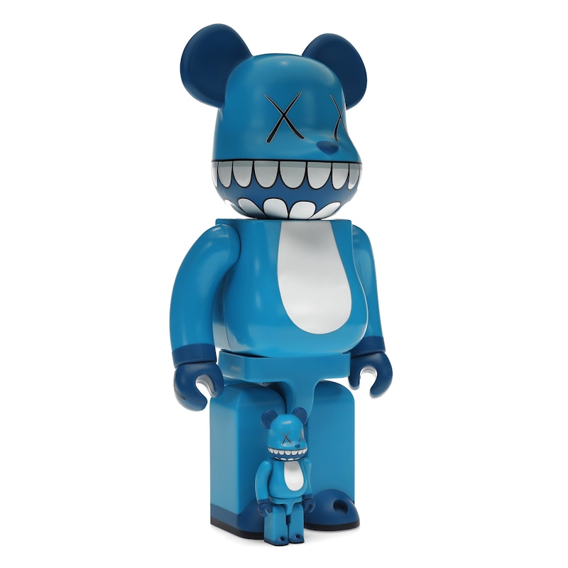 Bearbrick x a-nation KAWS Chompers 100% & 400% Set Blue