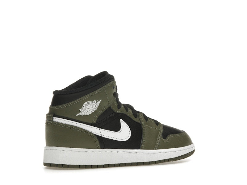 Jordan 1 Mid Black White Olive (GS)