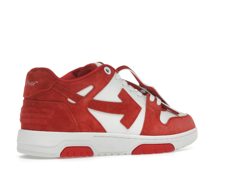 OFF-WHITE Out Of Office "OOO" Low Tops Brick Red White Suede