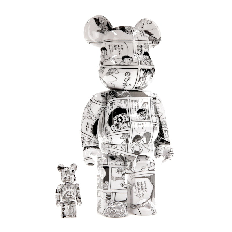 Bearbrick Doraemon (Comic Ver.) 100% & 400% Set Black & White