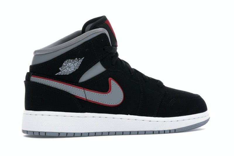 Jordan 1 Mid Black Particle Grey Gym Red (GS)