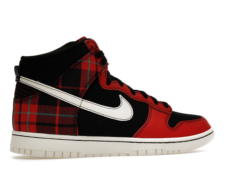 Nike Dunk High SE Tartan Plaid Black University Red