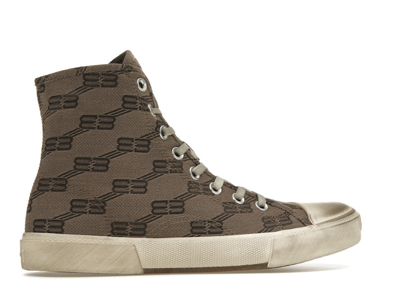 Balenciaga Paris High Top BB Monogram Dark Beige Brown