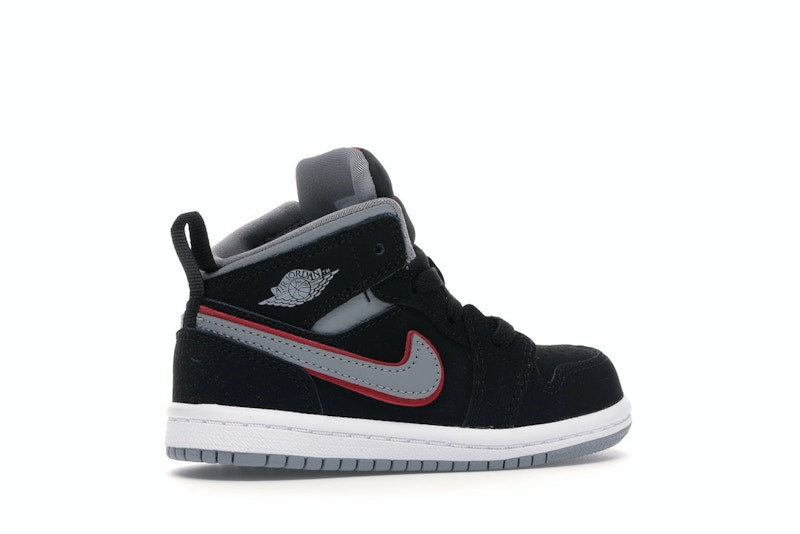 Jordan 1 Mid Black Particle Grey Gym Red (TD)