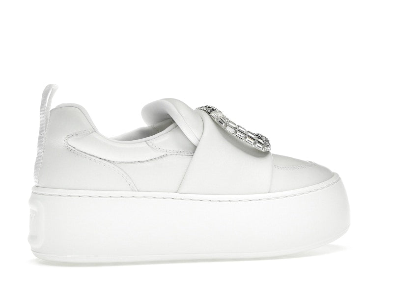 Roger Vivier Viv' Up White Crystal Buckle (Women's)