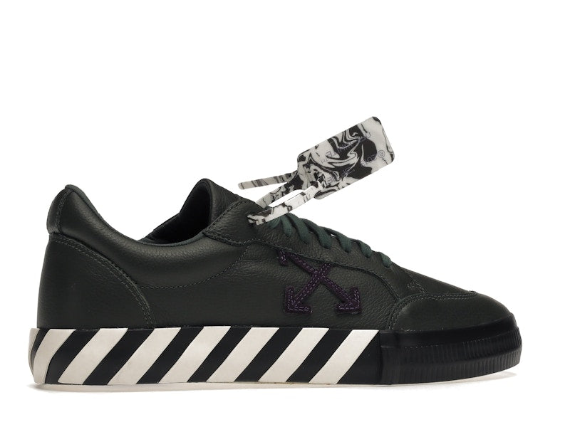 OFF-WHITE Vulc Low Dark Green Leather