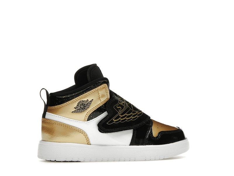 Sky Jordan 1 Mid Black Metallic Gold White (PS)
