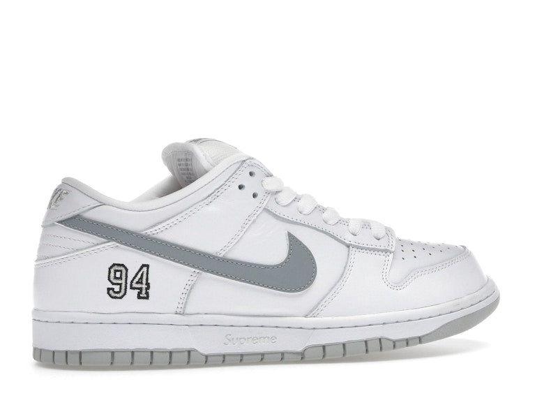 Nike SB Dunk Low Supreme 94 White Metallic Silver