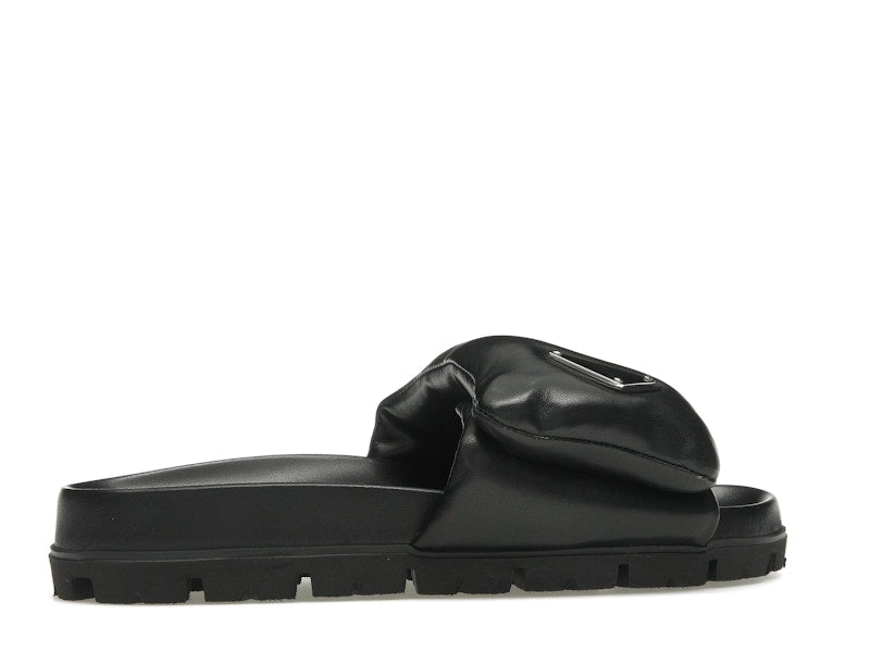 Prada Soft Padded 20mm Slide Sandal Black Nappa Leather