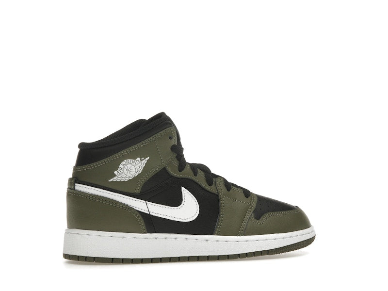 Jordan 1 Mid Black White Olive (GS)