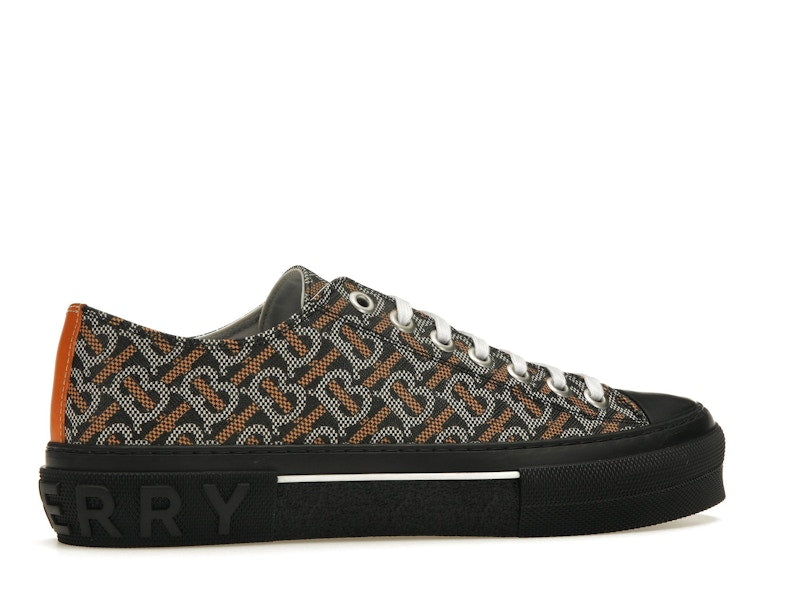 Burberry Monogram Pattern Low Top Black Orange Canvas