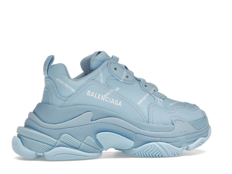 Balenciaga All Over Logo Triple S Blue Grey (Women's)