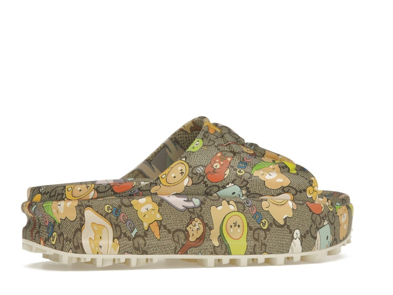 Gucci x Pikarar GG Animal Print Slide Beige Multi (Women's)