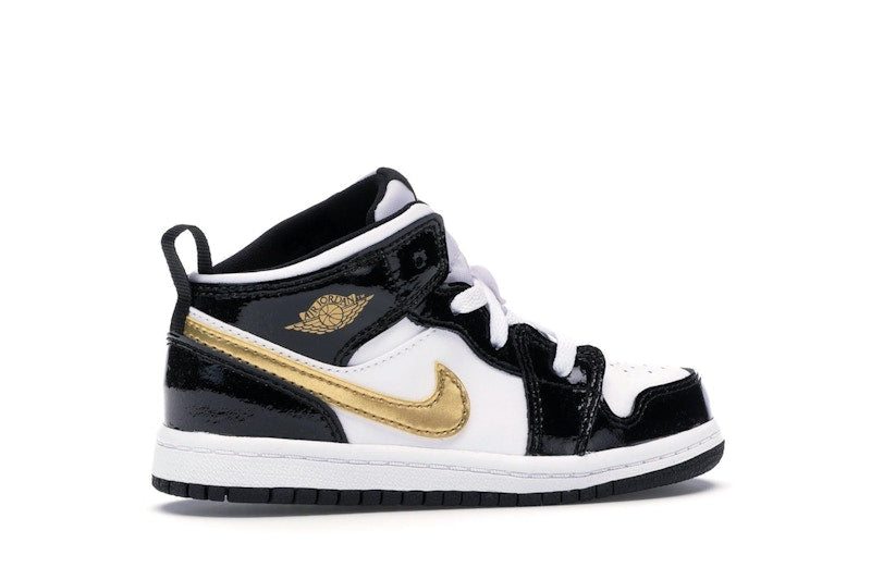 Jordan 1 Mid Patent Black White Gold (TD)