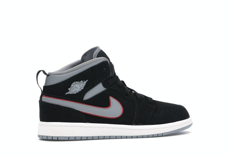 Jordan 1 Mid Black Particle Grey Gym Red (PS)