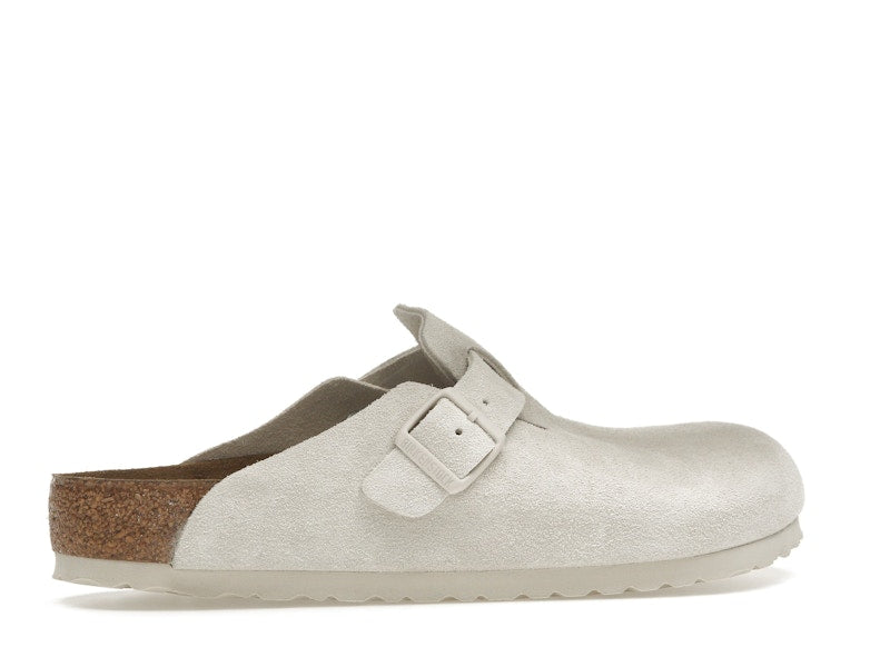 Birkenstock Boston Soft Footbed Suede Antique White