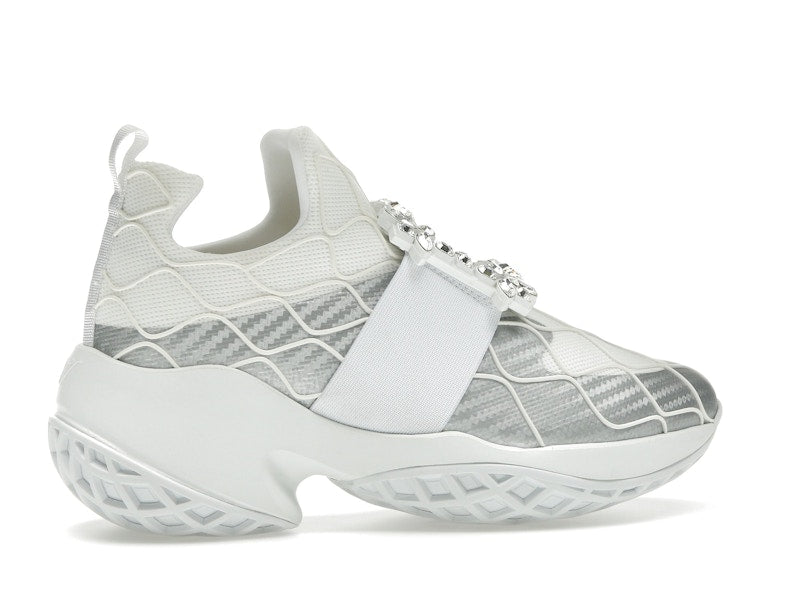 Roger Vivier Viv' Run Fabric Silver Crystal Buckle (Women's)