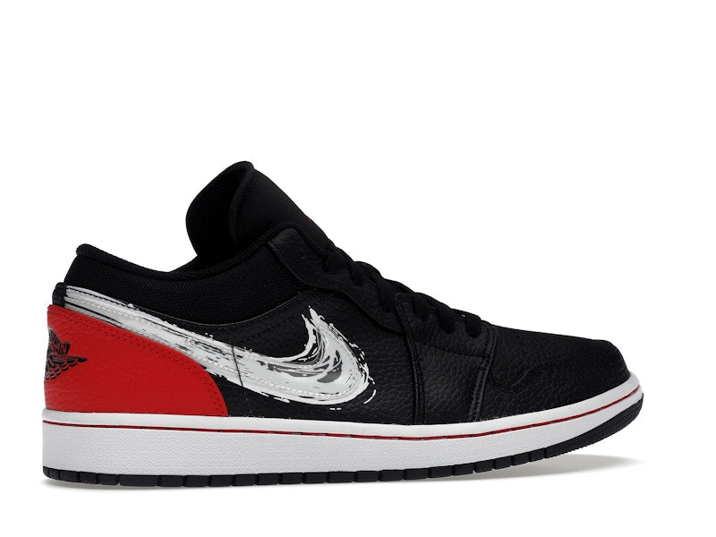 Jordan 1 Low Brushstroke Swoosh Black