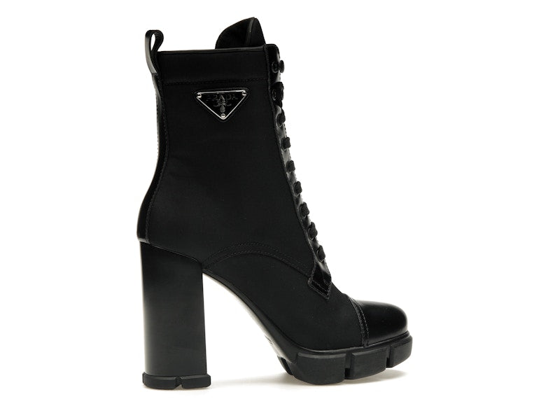Prada 110 mm Nylon Booties Black Brushed Leather