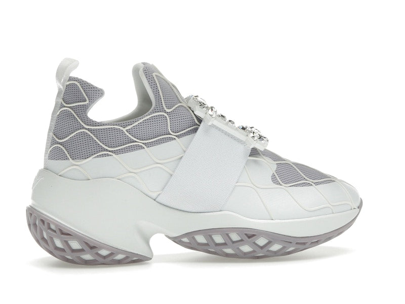 Roger Vivier Viv' Run Fabric White Purple Crystal Buckle (Women's)
