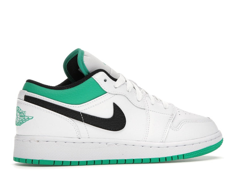 Jordan 1 Low White Lucky Green Tumbled Leather (GS)