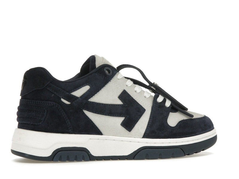OFF-WHITE Out Of Office OOO Low Tops White Navy Blue Suede
