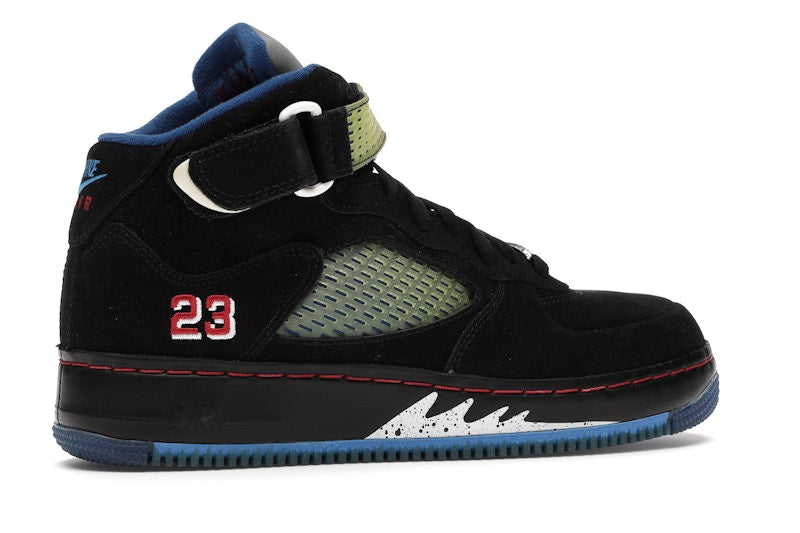 Jordan AJF 5 Black Blue Ribbon Varsity Red