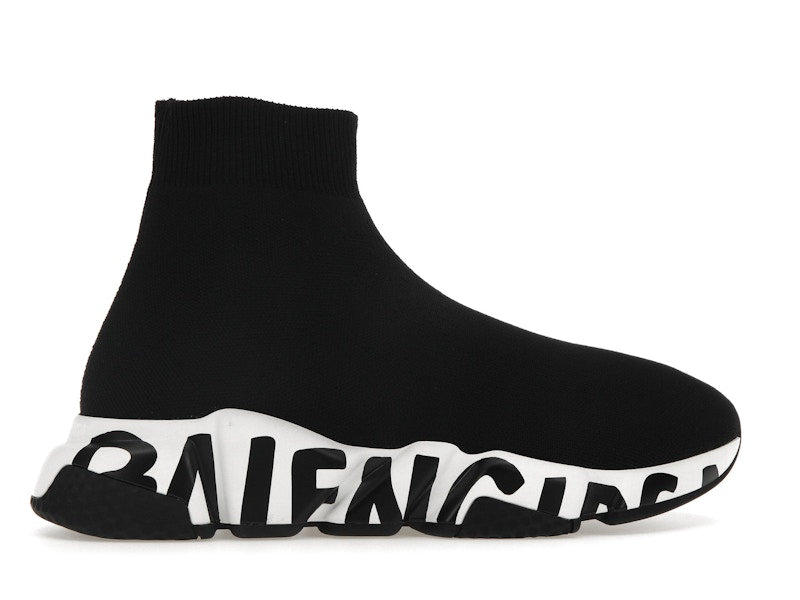 Balenciaga Speed Graffiti Trainers White Black Logo (Women's)