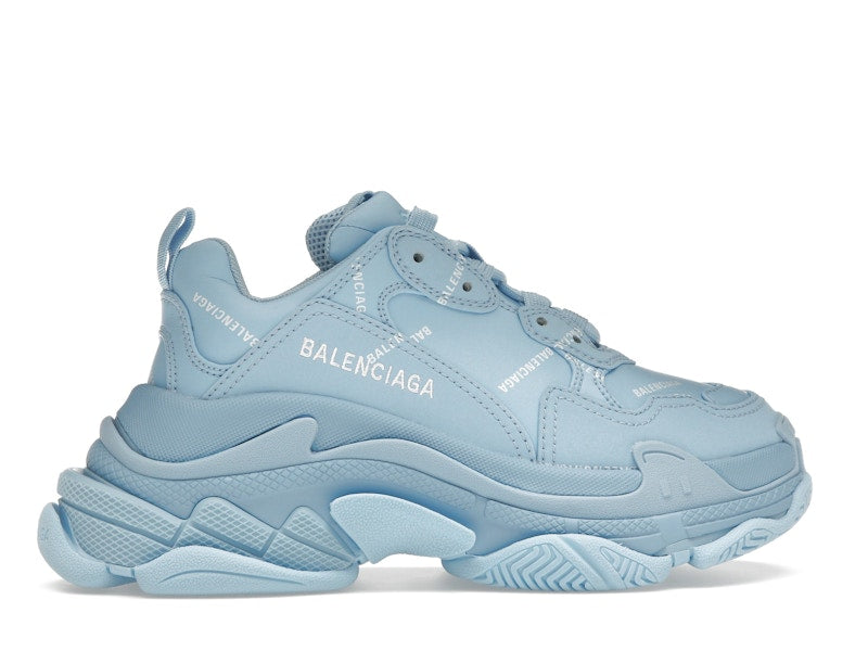 Balenciaga All Over Logo Triple S Blue Grey (Women's)