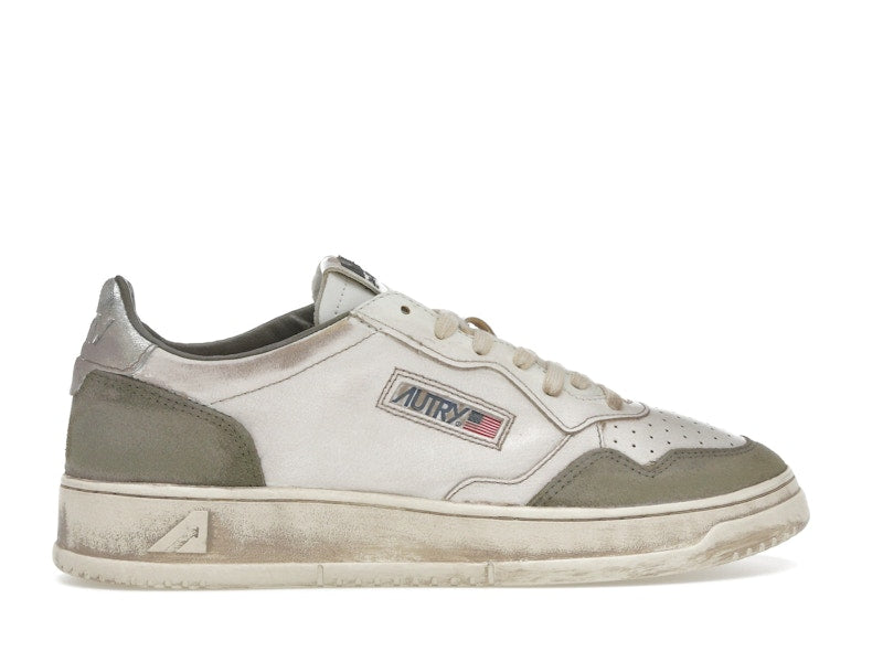 Autry Medalist Low Super Vintage White Silver Lizard