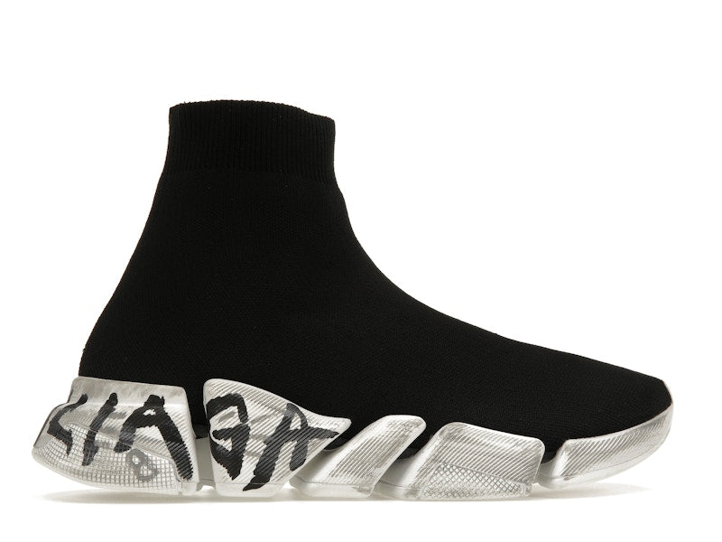Balenciaga Speed 2.0 Graffiti Recycled Knit Black White