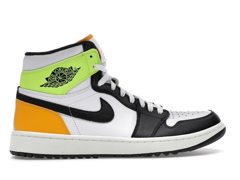 Jordan 1 Retro High Golf White University Gold Volt Black