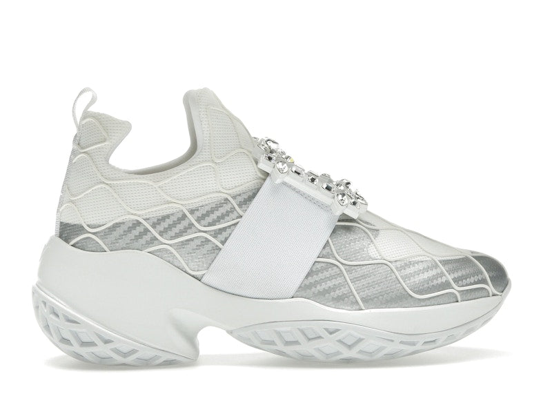 Roger Vivier Viv' Run Fabric Silver Crystal Buckle (Women's)