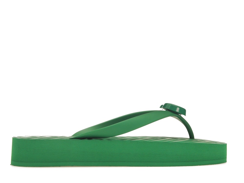 Gucci Chevron Thong Sandal Green Rubber