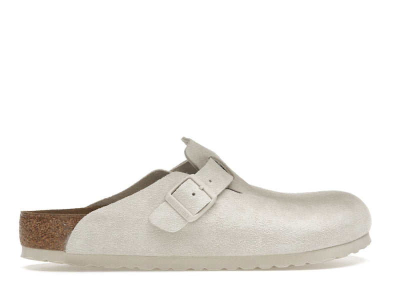 Birkenstock Boston Soft Footbed Suede Antique White