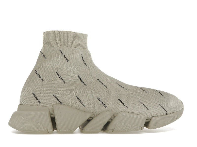Balenciaga All Over Logo Speed 2.0 Beige