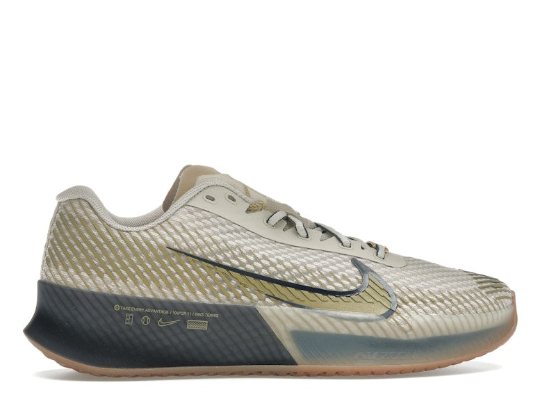 Nike Court Vapor 11 HC Premium Sanddrift Thunder Blue Gum Medium Brown Metallic Gold