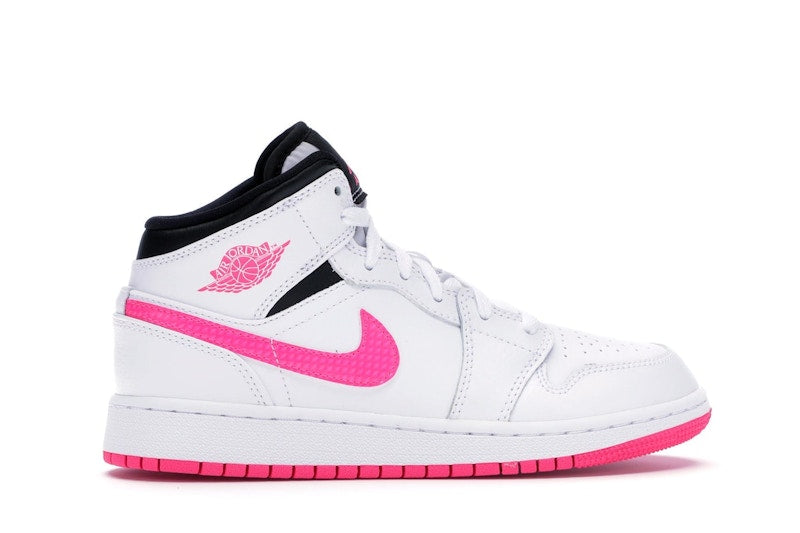 Jordan 1 Mid White Black Hyper Pink (GS)