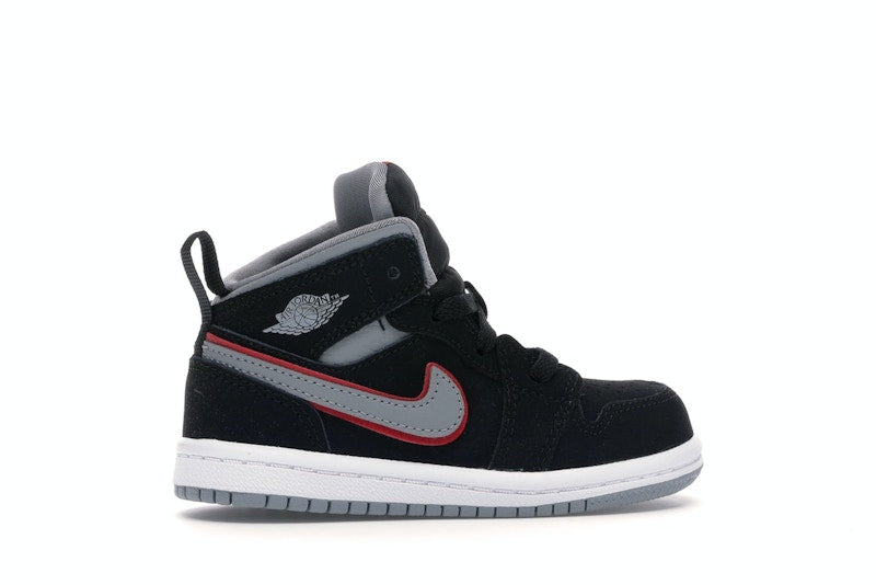 Jordan 1 Mid Black Particle Grey Gym Red (TD)