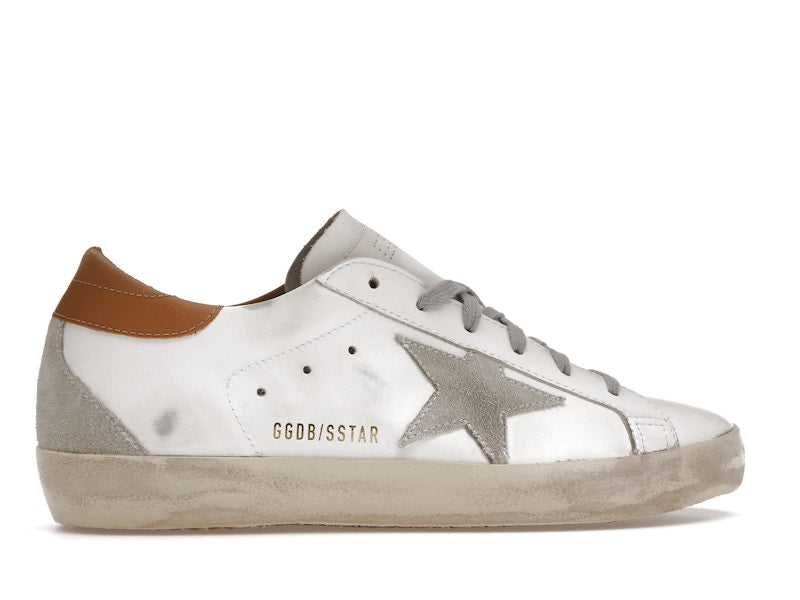 Golden Goose Super-Star White Vacchetta Tan Grey Suede Patch (Women's)