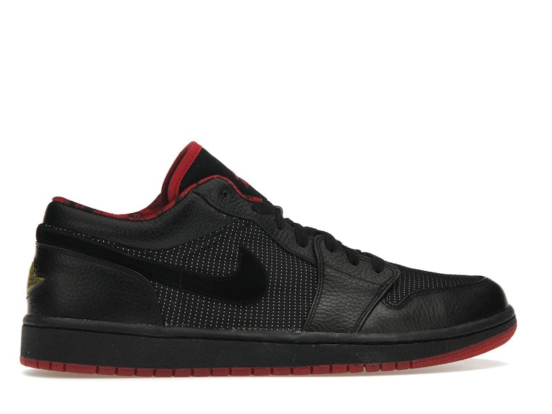 Jordan 1 Retro Low Black Metallic Silver Varsity Red