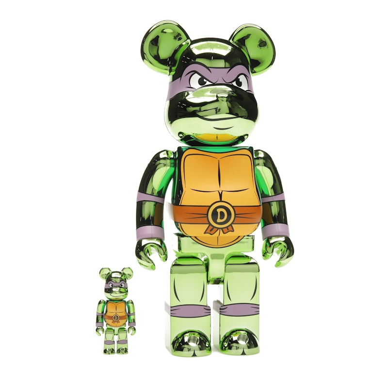 Bearbrick x Teenage Mutant Ninja Turtles Donatello 100% & 400% Set Chrome Ver.