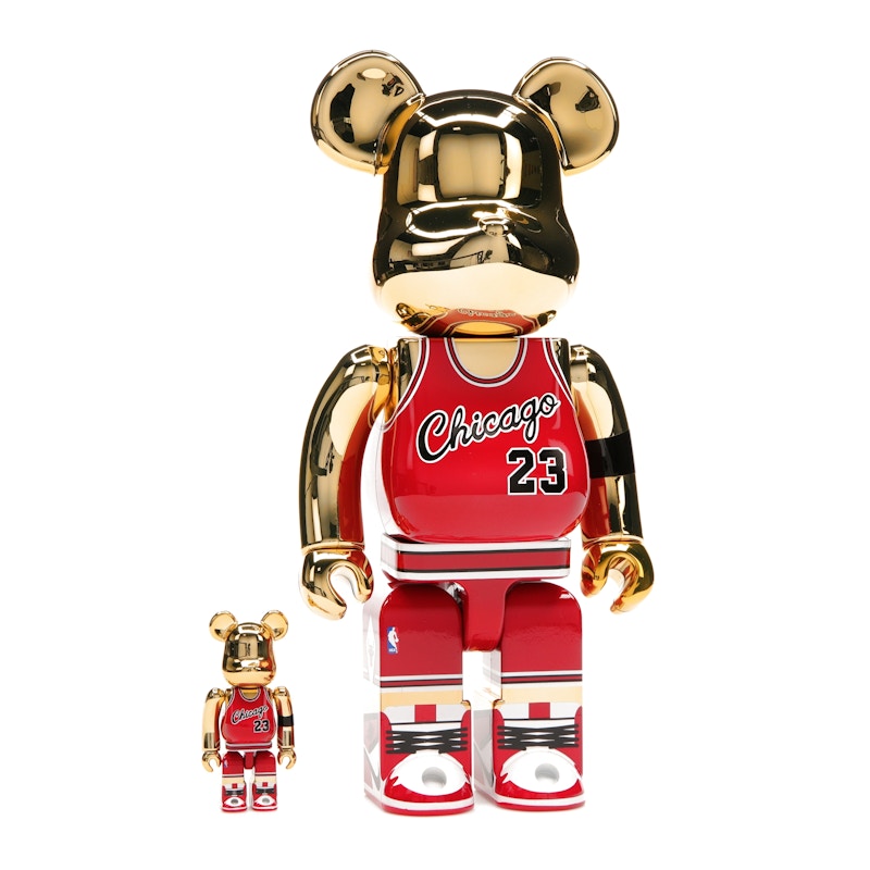 Bearbrick Michael Jordan 1985 Rookie Jersey 100% & 400% Set Gold Chrome